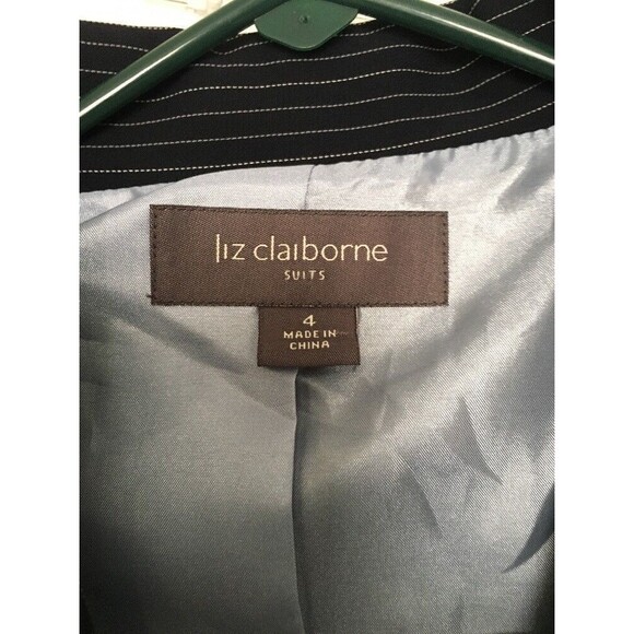 2pc Liz Claiborne Women's Blue Pinstriped Pant Suit Size 4 Jacket & Pants - Picture 5 of 12